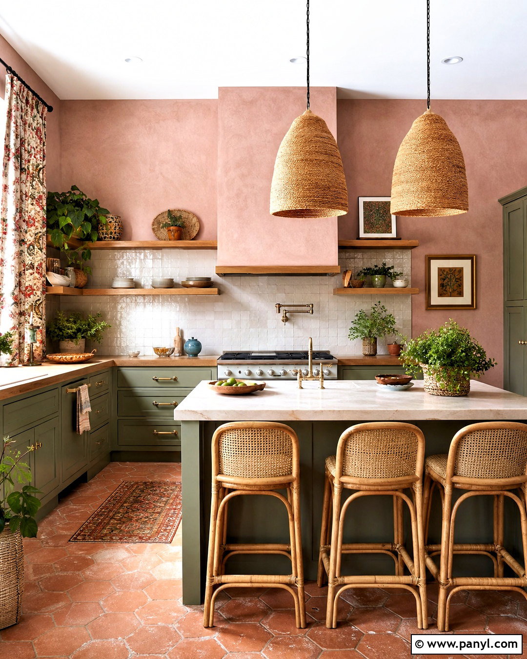 Pink And Green Boho Kitchen - 20 pink and green kitchen ideas