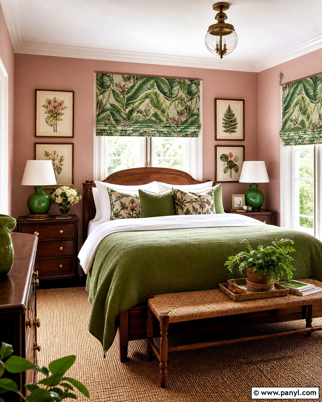Pink And Green Botanical Bedroom - 20 bedroom paint colors pink ideas