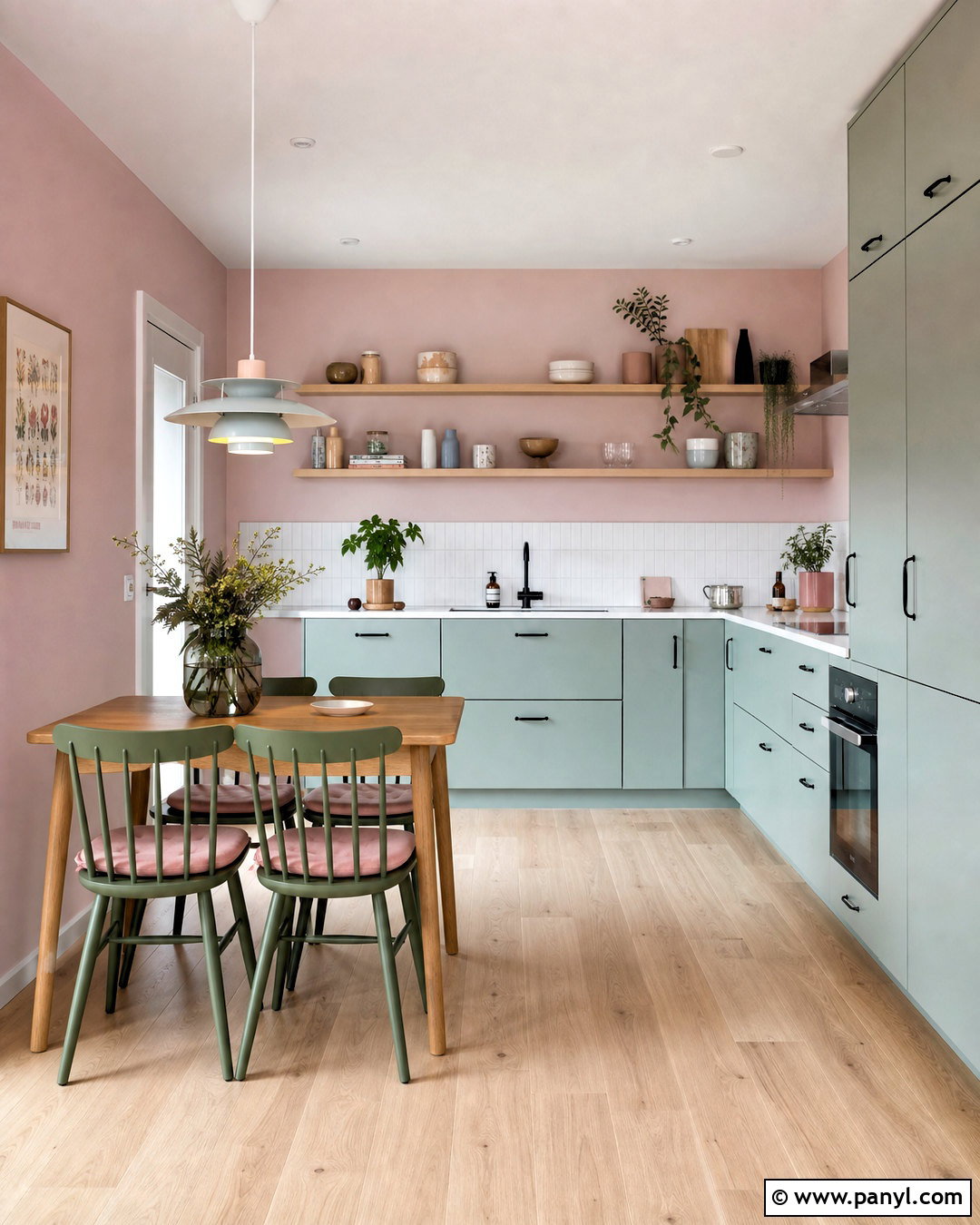 Pink And Green Scandinavian Kitchen - 20 pink and green kitchen ideas