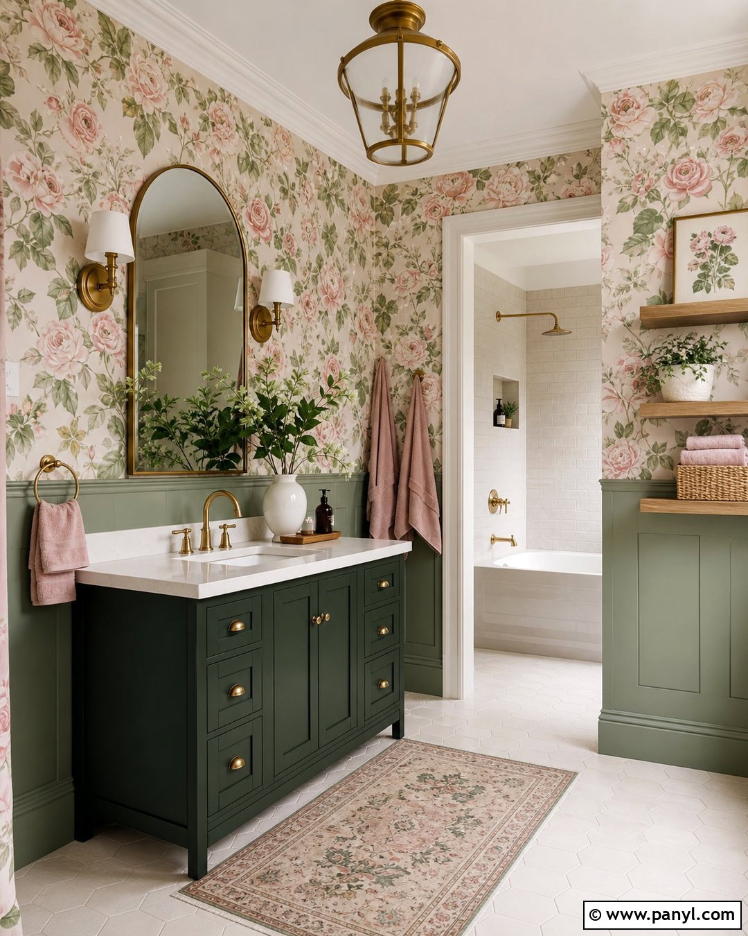 Pink And Green Wallpaper Bathroom - 25 Pink Wallpaper Bathroom Ideas