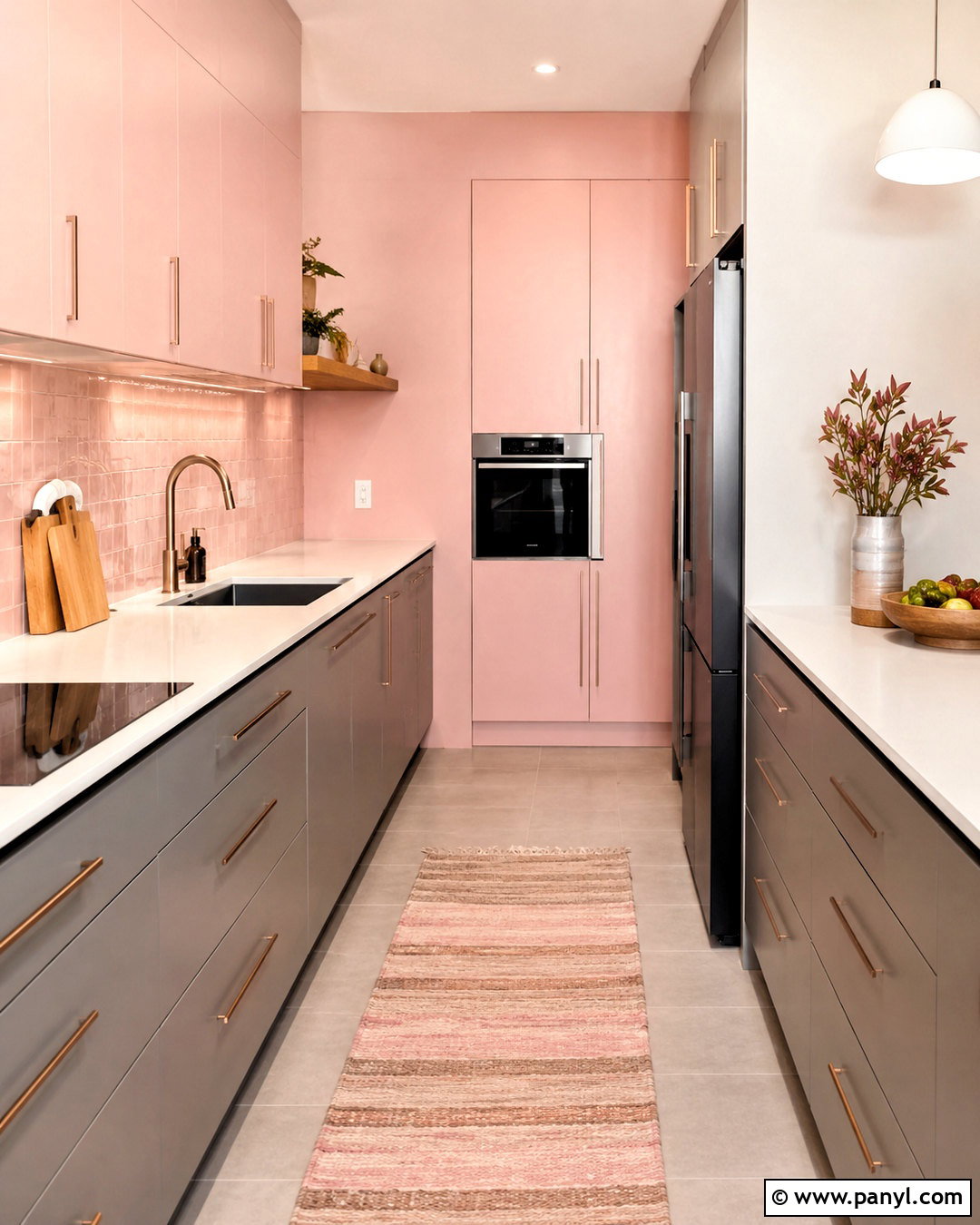 Pink And Grey Galley Kitchen - 20 pink and grey kitchen ideas