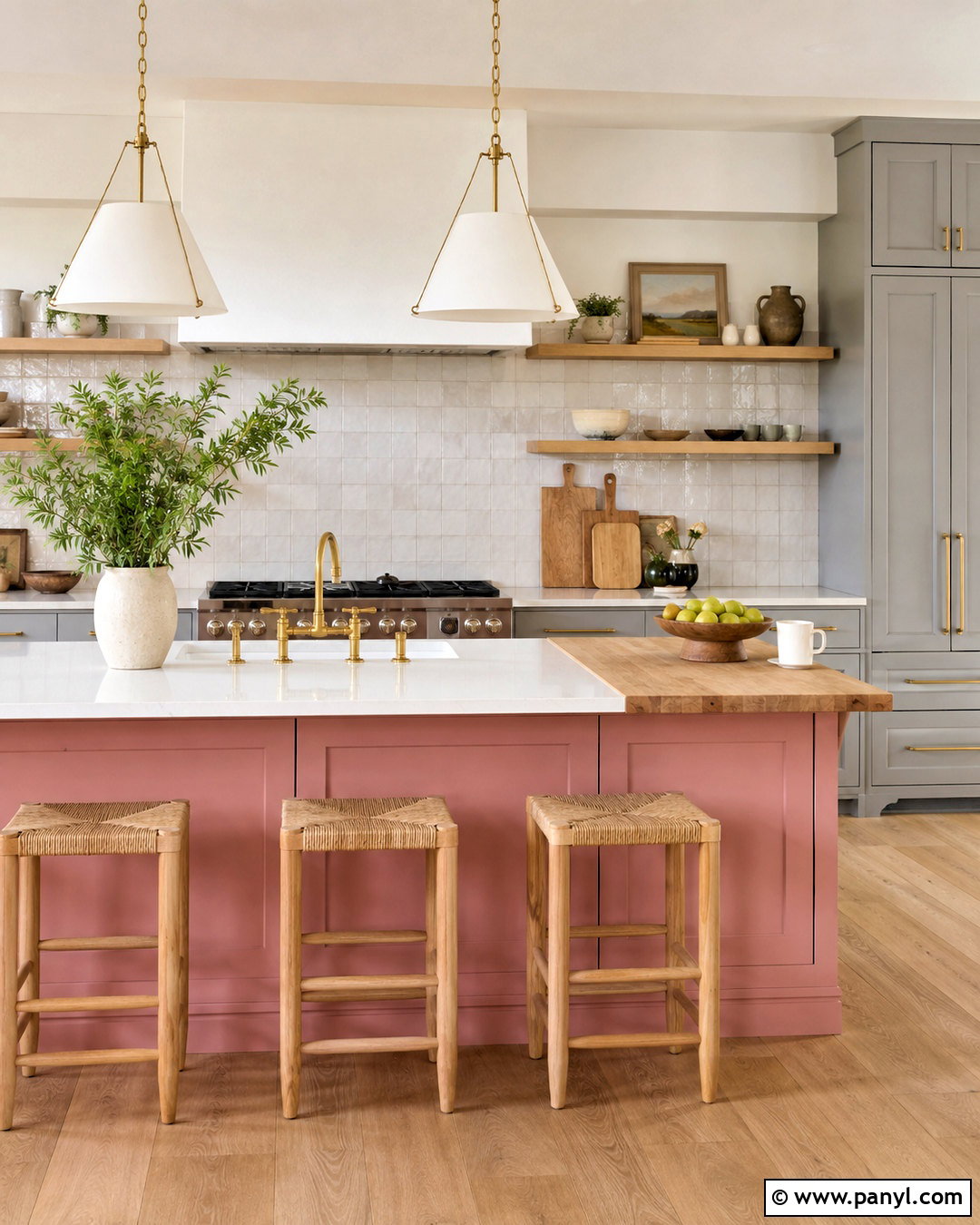 Pink And Grey Kitchen With Wood Accents - 20 pink and grey kitchen ideas