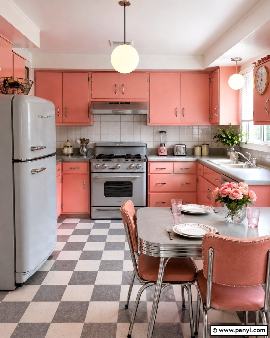 Pink And Grey Retro Kitchen - 20 pink and grey kitchen ideas