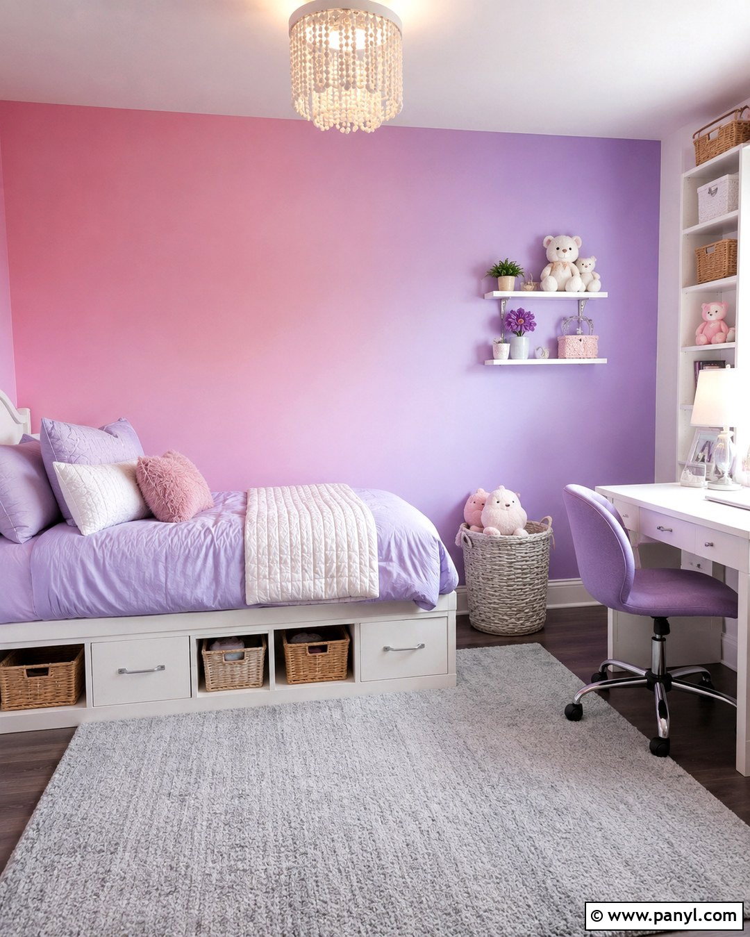 Pink And Lilac Ombre Kids Room Wall - 20 Pink Ombre Wall Paint Ideas