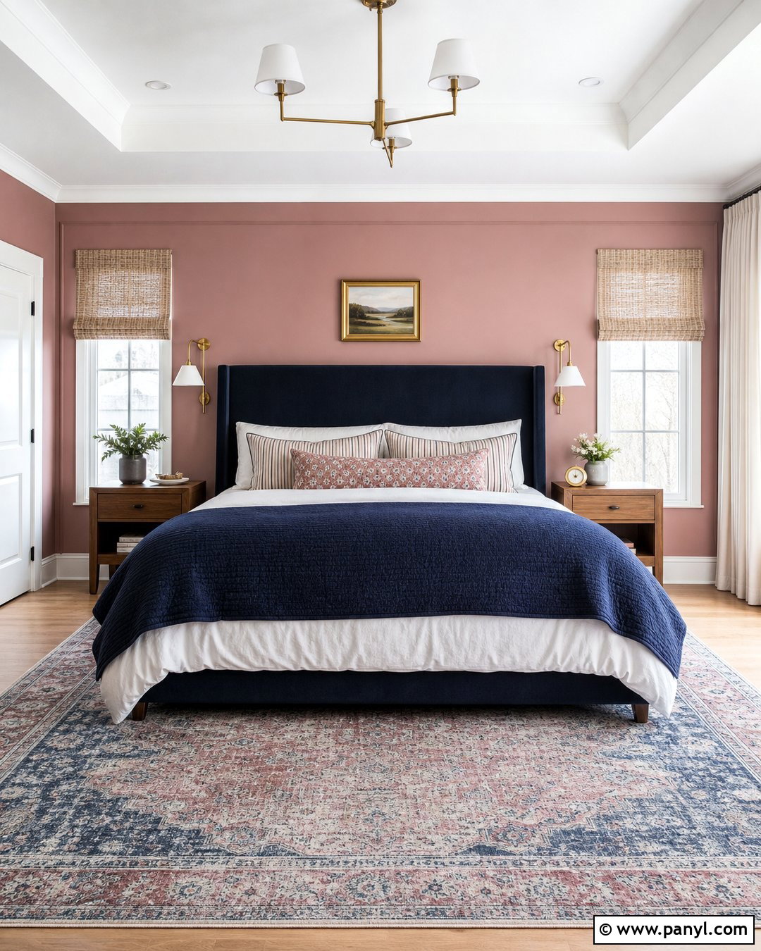 Pink And Navy Bedroom Accent Wall - 35 pink accent walls