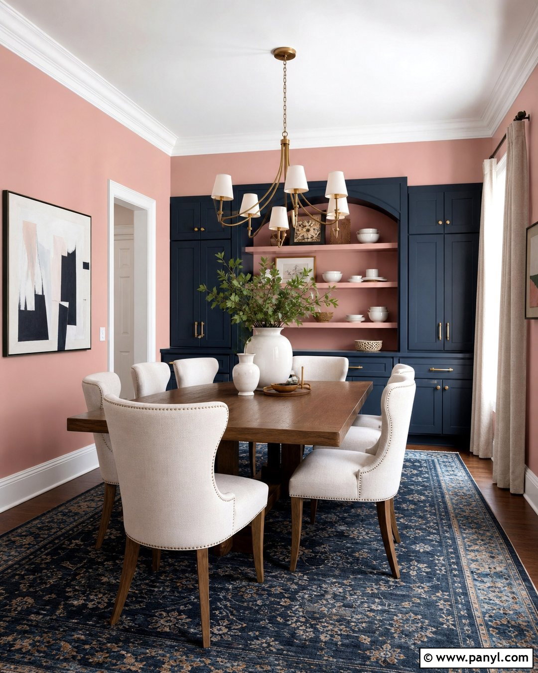 Pink And Navy Dining Room Walls - 35 Pink Painted Walls