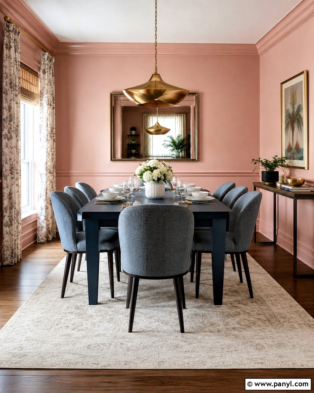 Pink And Navy Dining Room - 20 pink colour room ideas