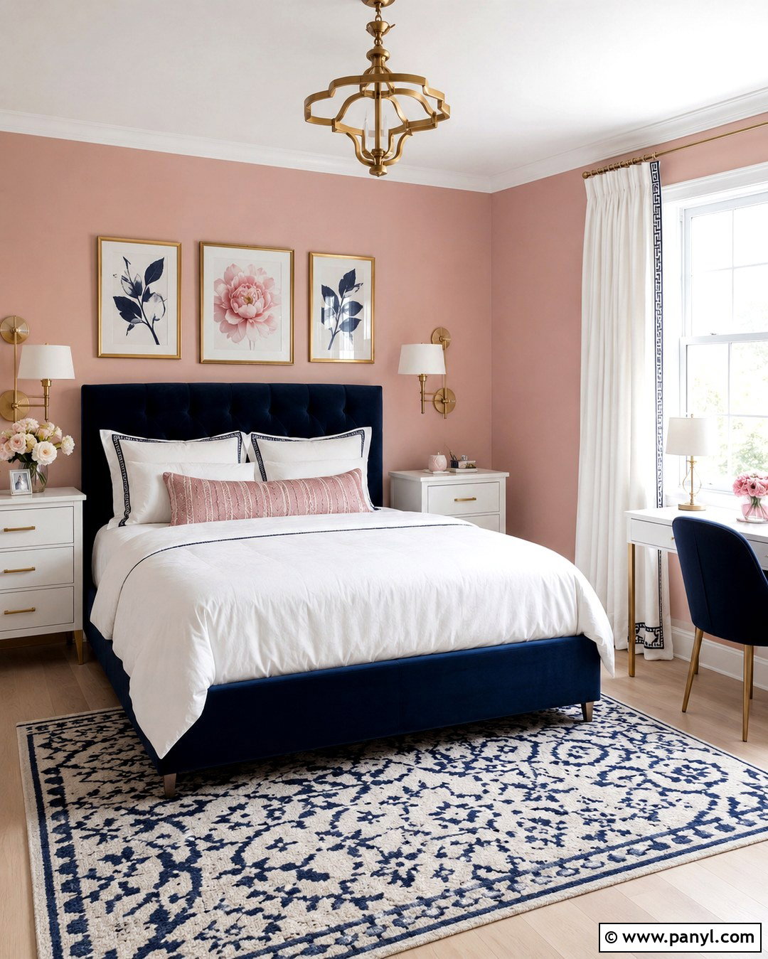 Pink And Navy Girls Room - 20 Pink Wall Colors For Girls Room Ideas