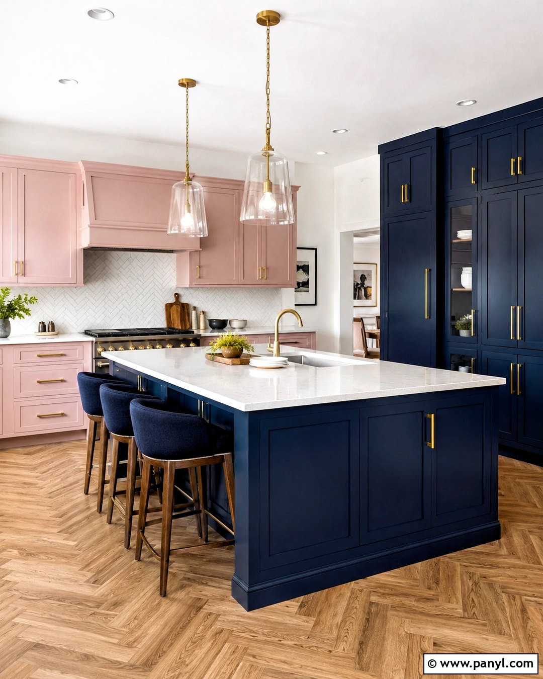 Pink And Navy Kitchen - 20 pink kitchen designs