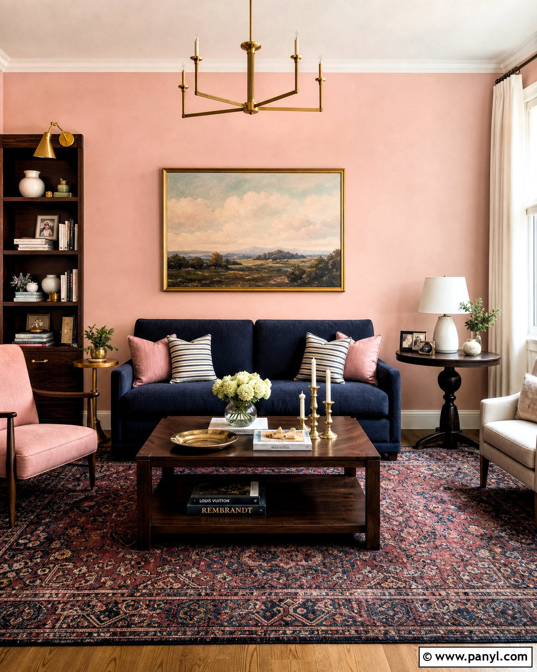 Pink And Navy Living Room Wall - 20 pink wall painting ideas