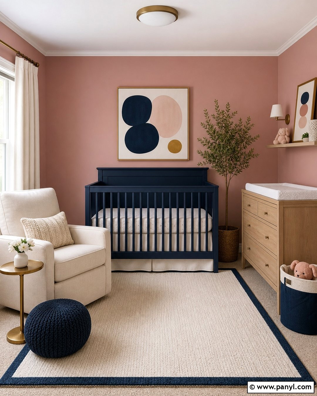 Pink And Navy Nursery - 25 Pink Walls Nursery Ideas