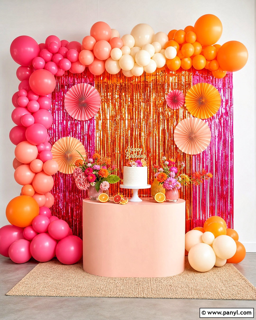 Pink And Orange Foil Curtain Backdrop - 20 foil curtain backdrop ideas birthday ideas