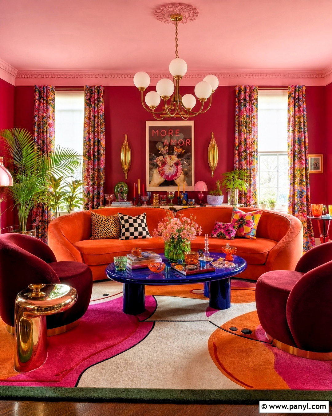 Pink And Orange Maximalist Living Room - 20 bright maximalist decor ideas