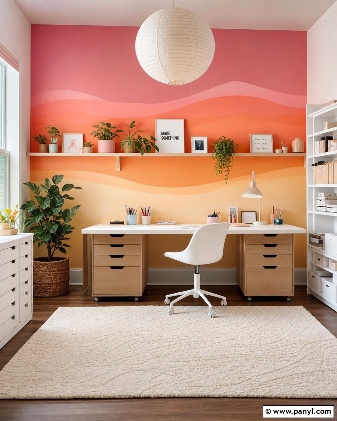 Pink And Orange Ombre Accent Wall Studio - 25 Ombre Accent Wall Ideas