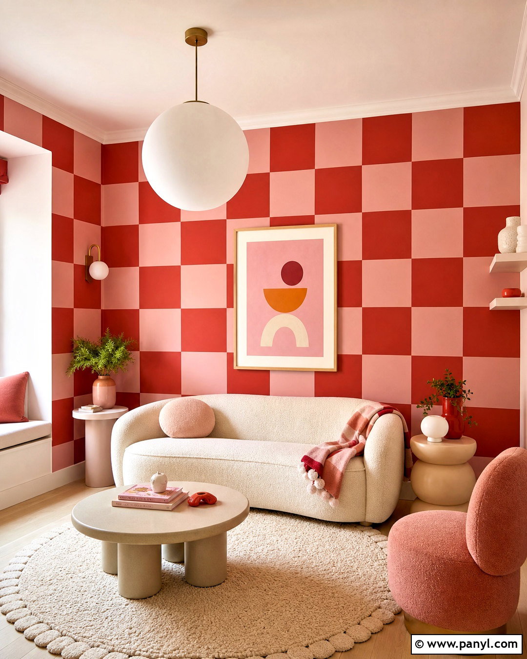 Pink And Red Checkered Accent Wall - 20 checkered accent wall ideas