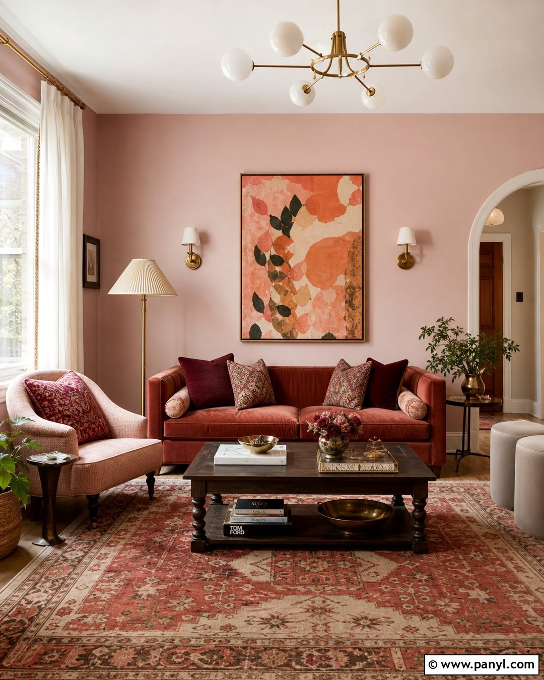 Pink And Red Sitting Room - 50 Pink Wall Ideas