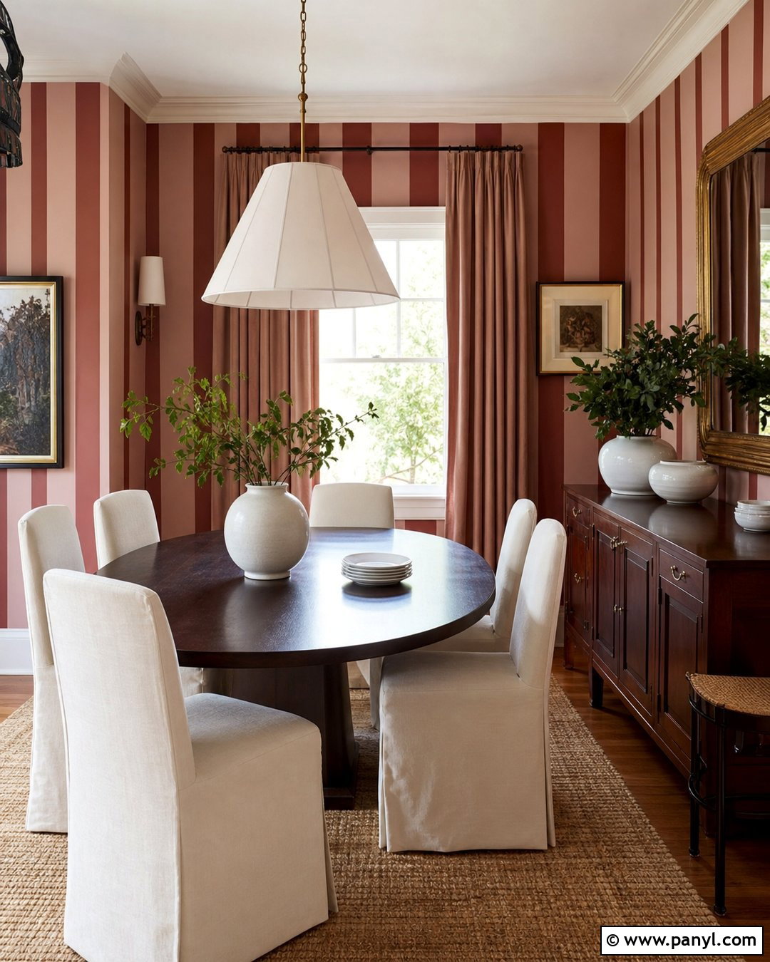 Pink And Red Striped Dining Room Walls - 30 Pink Striped Walls