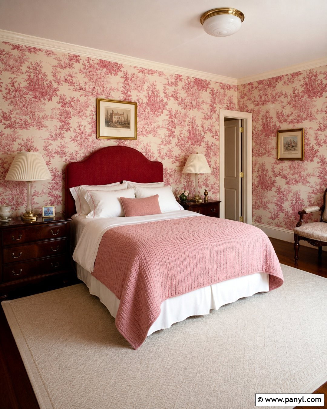 Pink And Red Toile Wallpaper - 25 Pink And Red Wall Ideas