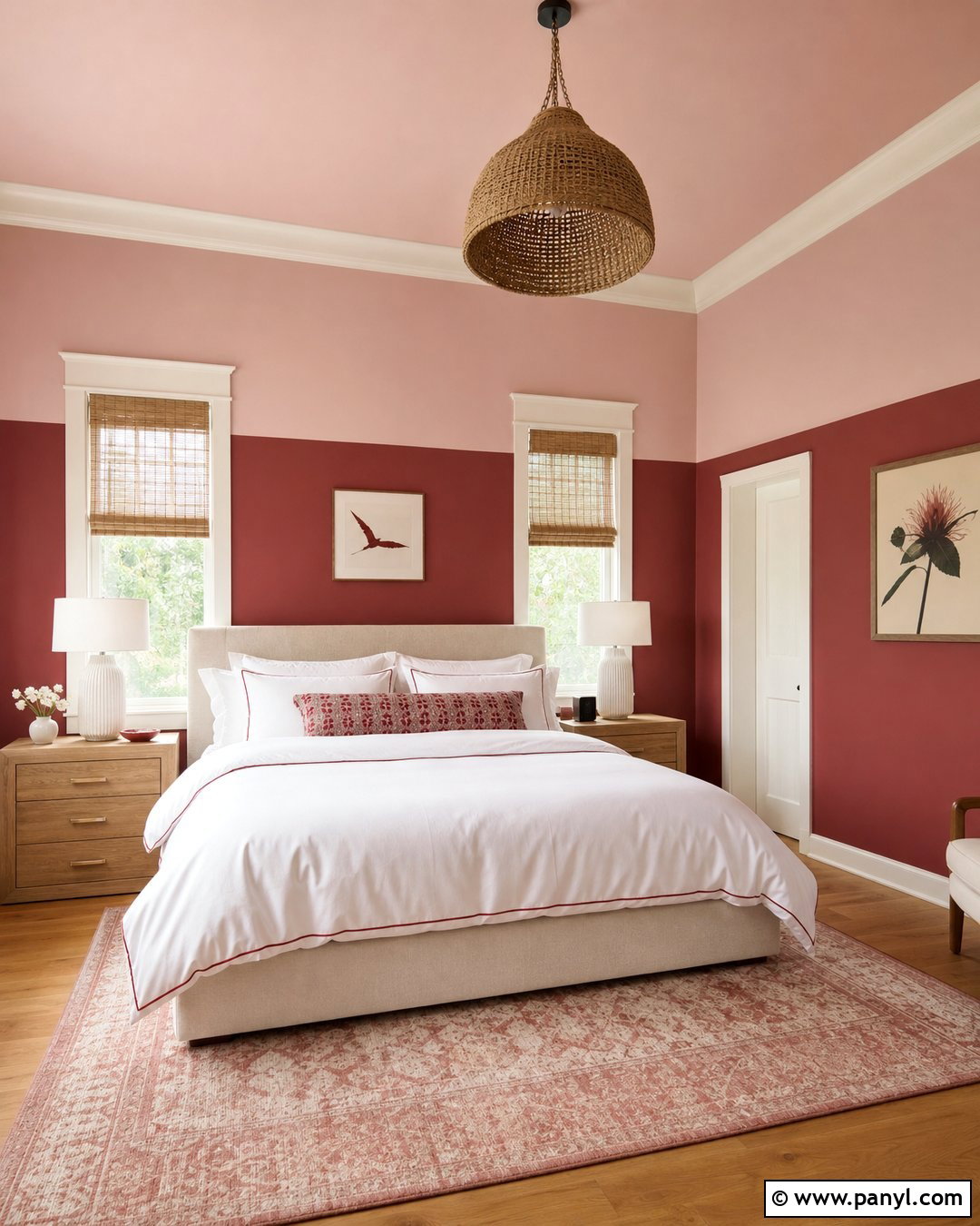 Pink And Red Two-Tone Wall - 25 Pink And Red Wall Ideas