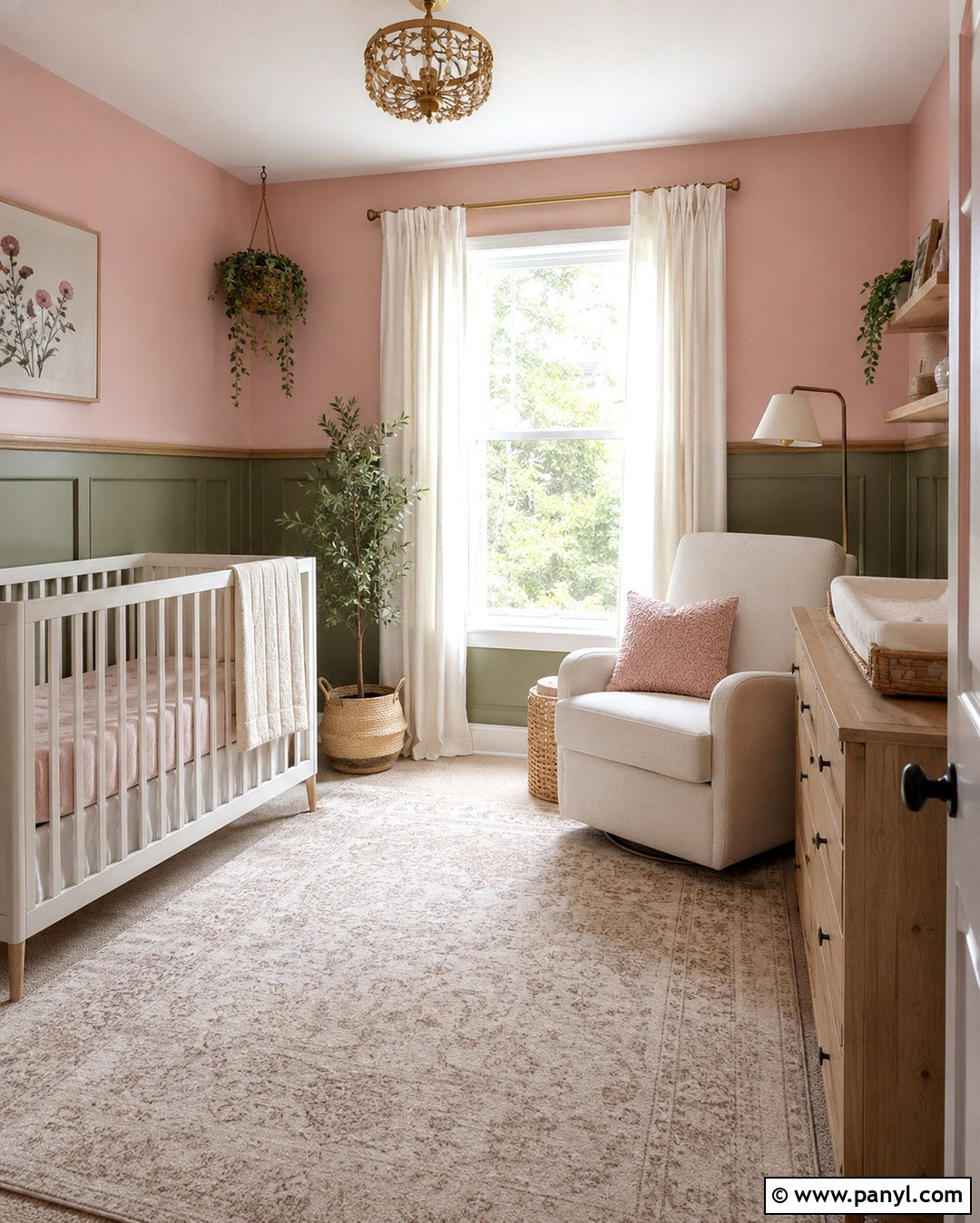 Pink And Sage Accent Wall - 20 Baby Girl Nursery Pink Accent Wall Ideas