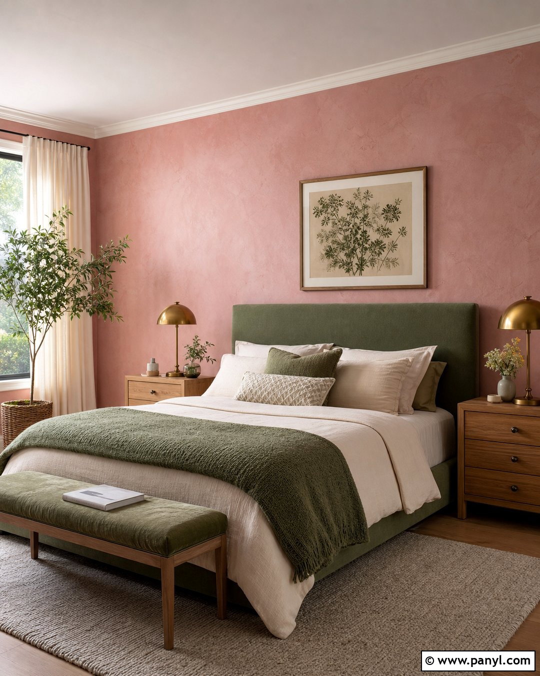 Pink And Sage Green Bedroom - 50 Pink Wall Ideas