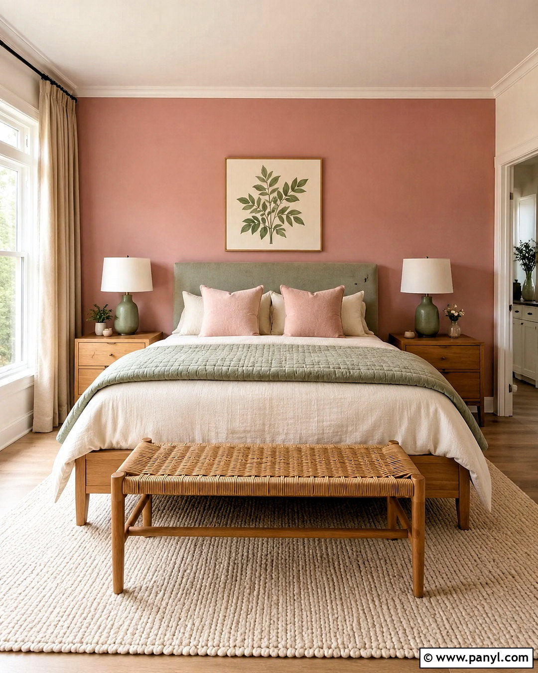 Pink And Sage Green Bedroom - 20 pink feature wall bedroom ideas