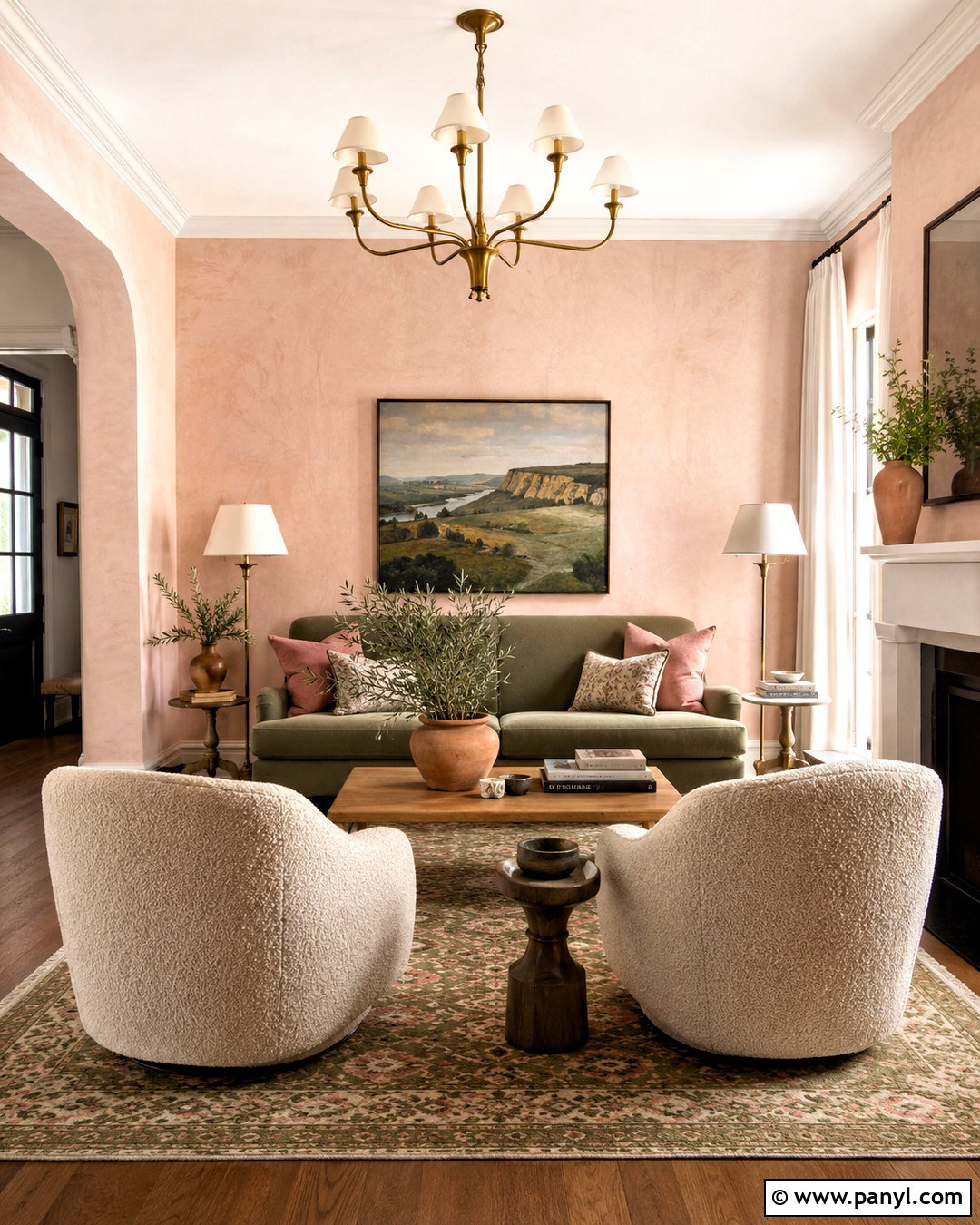 Pink And Sage Green Living Room - 20 pink colour room ideas