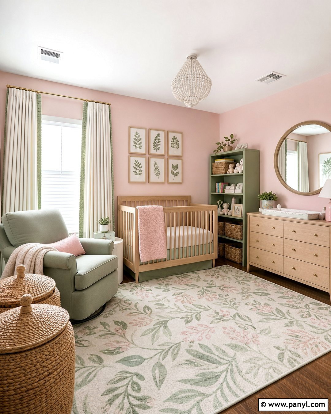 Pink And Sage Green Nursery - 25 Pink Walls Nursery Ideas