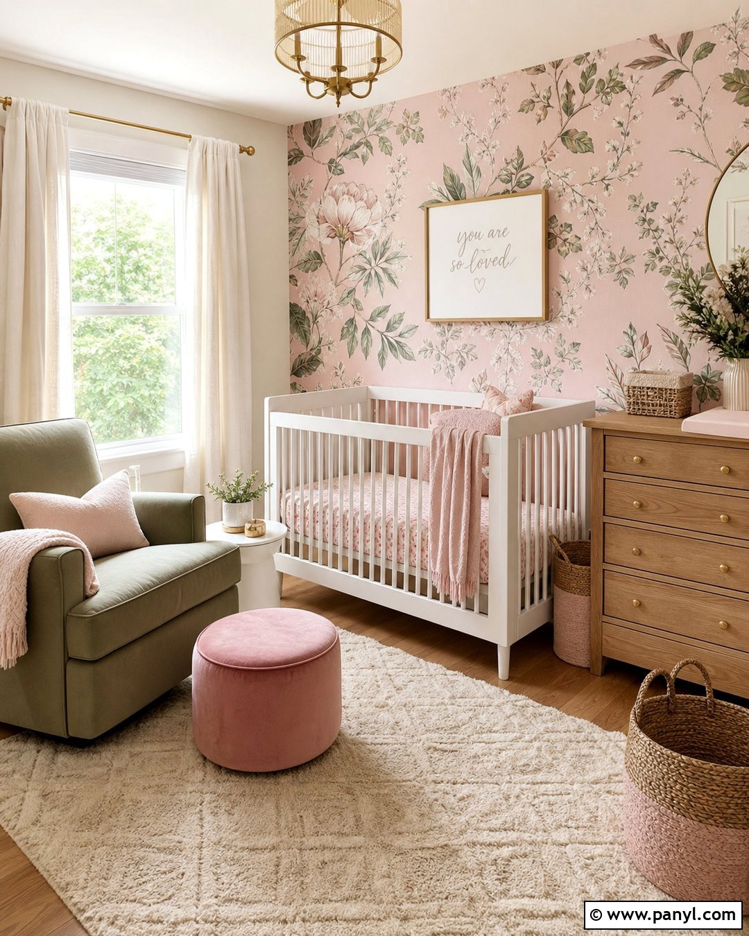 Pink And Sage Nursery Botanical Wall - 20 Accent Wall Nursery Girl Pink Ideas