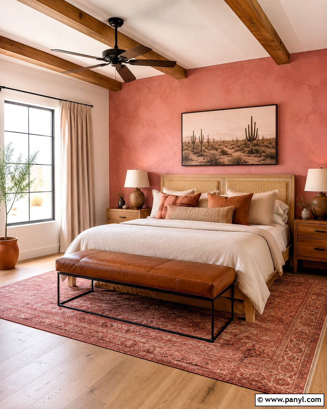 Pink And Terracotta Bedroom - 20 pink feature wall bedroom ideas
