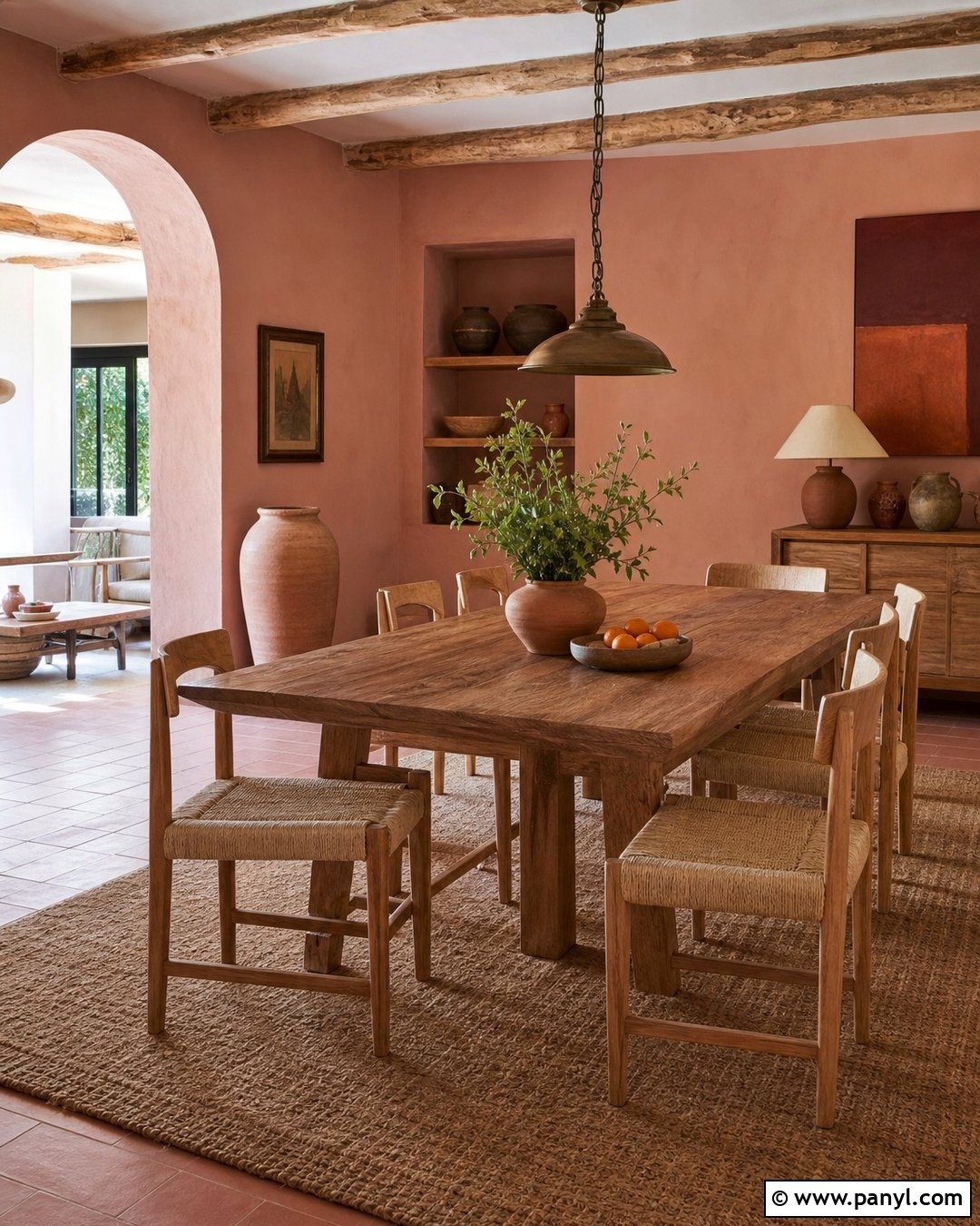 Pink And Terracotta Dining Room - 35 Pink Wall Color Ideas