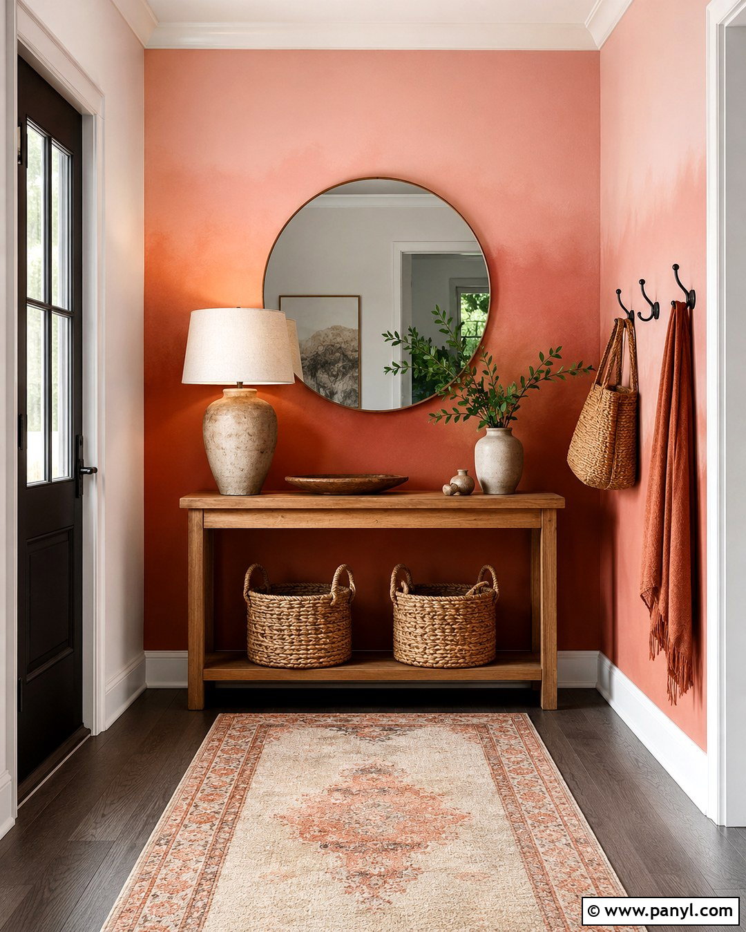 Pink And Terracotta Ombre Entryway Wall - 20 Pink Ombre Wall Paint Ideas