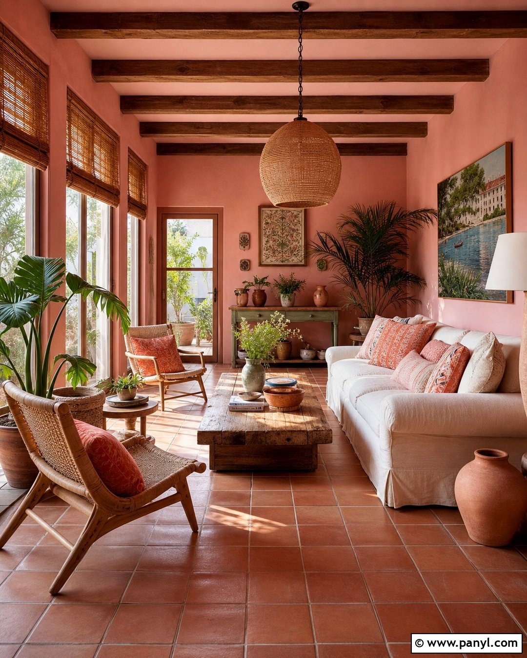 Pink And Terracotta Sunroom Walls - 35 Pink Painted Walls