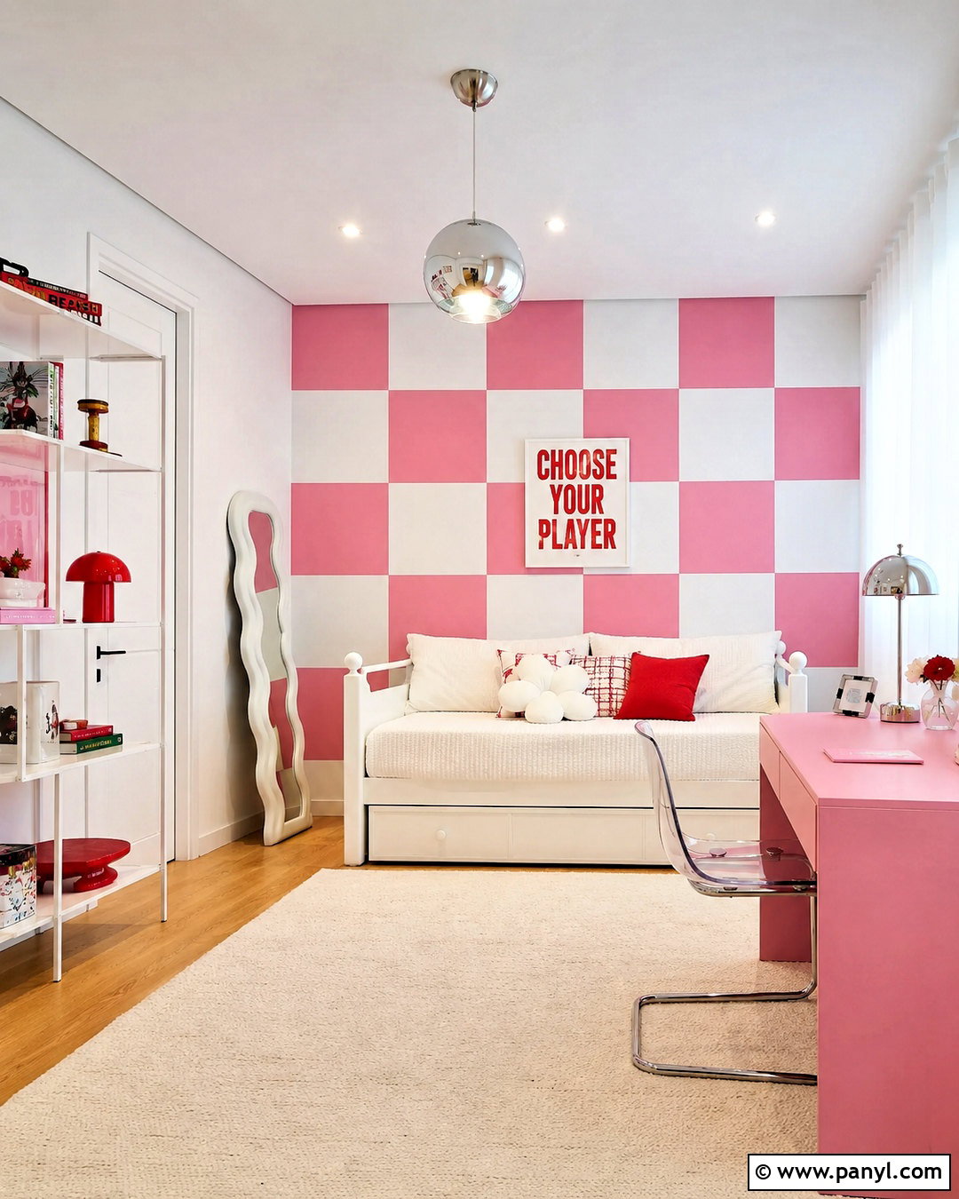 Pink And White Checkerboard Wall - 20 pink and white walls