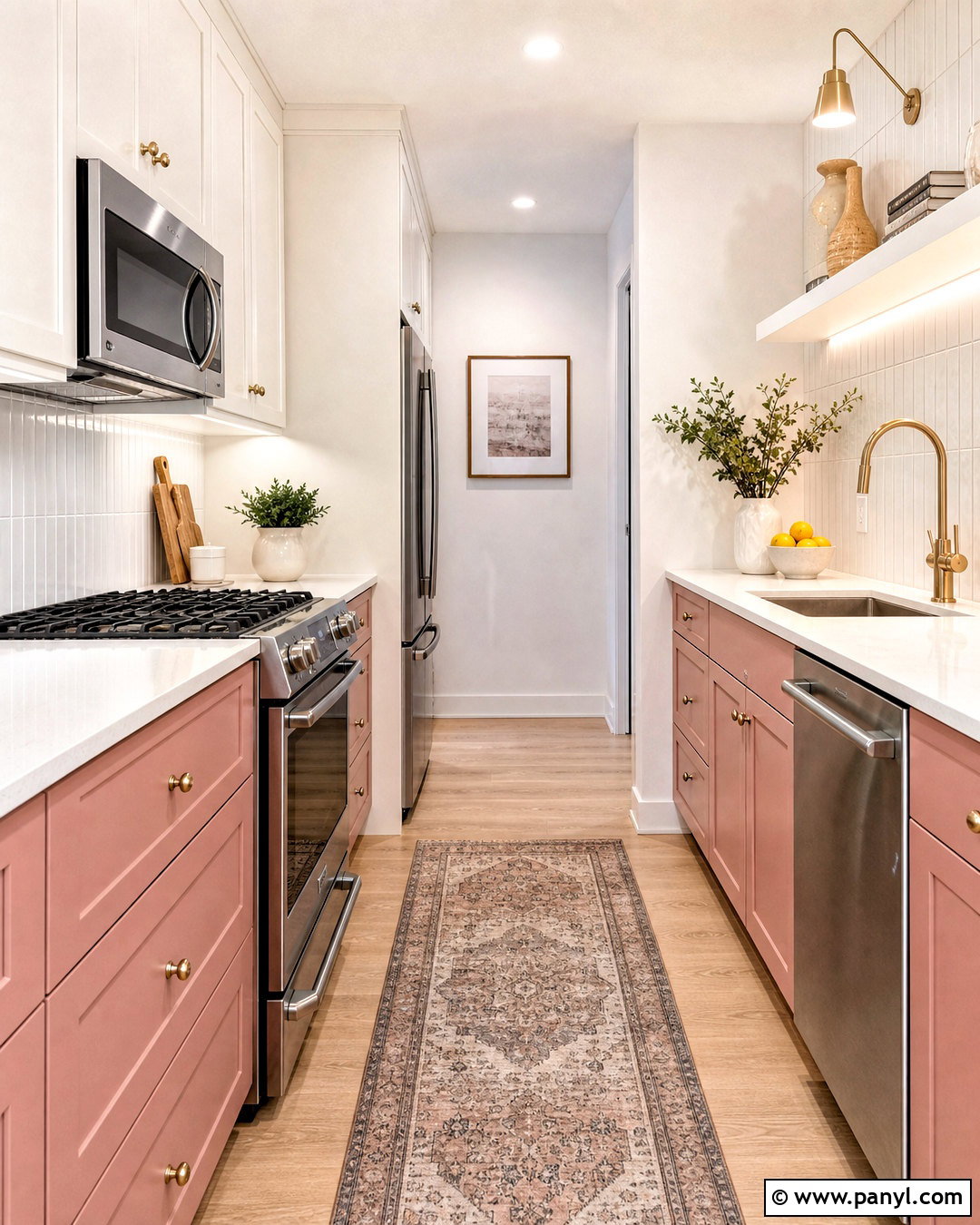 Pink And White Galley Kitchen - 20 white and pink kitchen ideas
