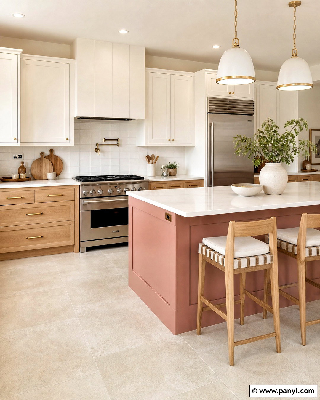 Pink And White Kitchen With Oak Cabinets - 20 white and pink kitchen ideas