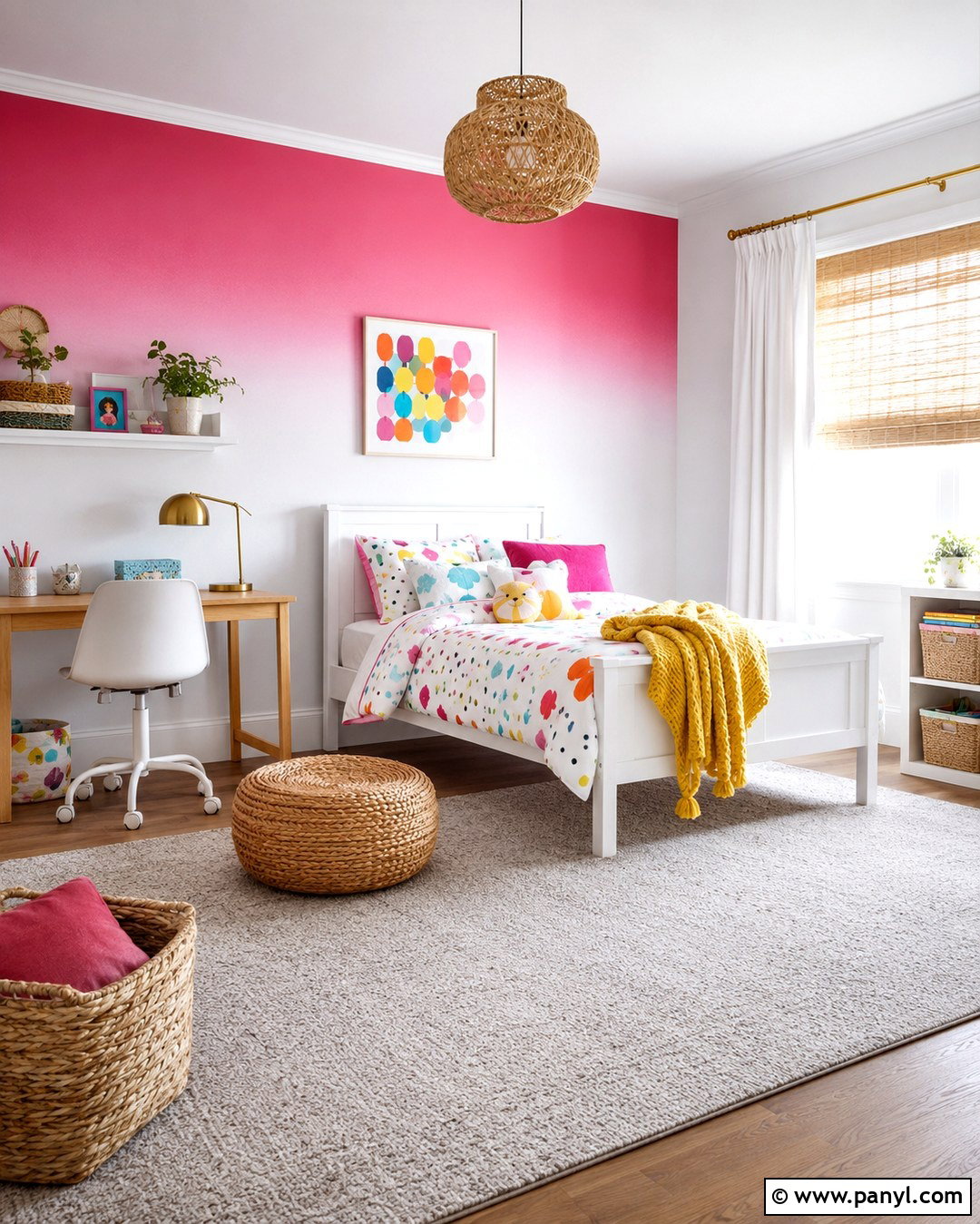 Pink And White Ombre Kids Bedroom Wall - 20 Ombre Pink Wall Ideas