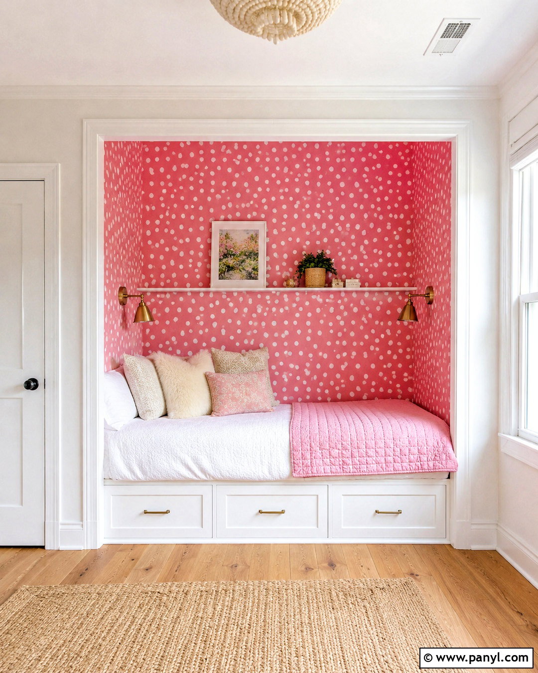 Pink And White Polka Dot Wallpaper Bed Alcove - 20 pink and white polka dots wallpaper ideas