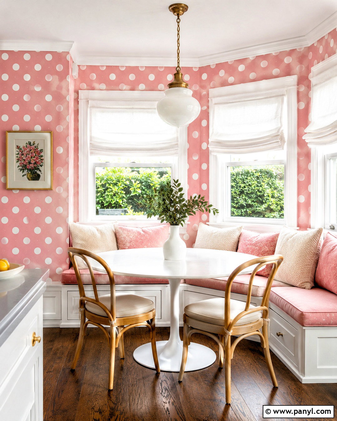 Pink And White Polka Dot Wallpaper Breakfast Nook - 20 pink and white polka dots wallpaper ideas