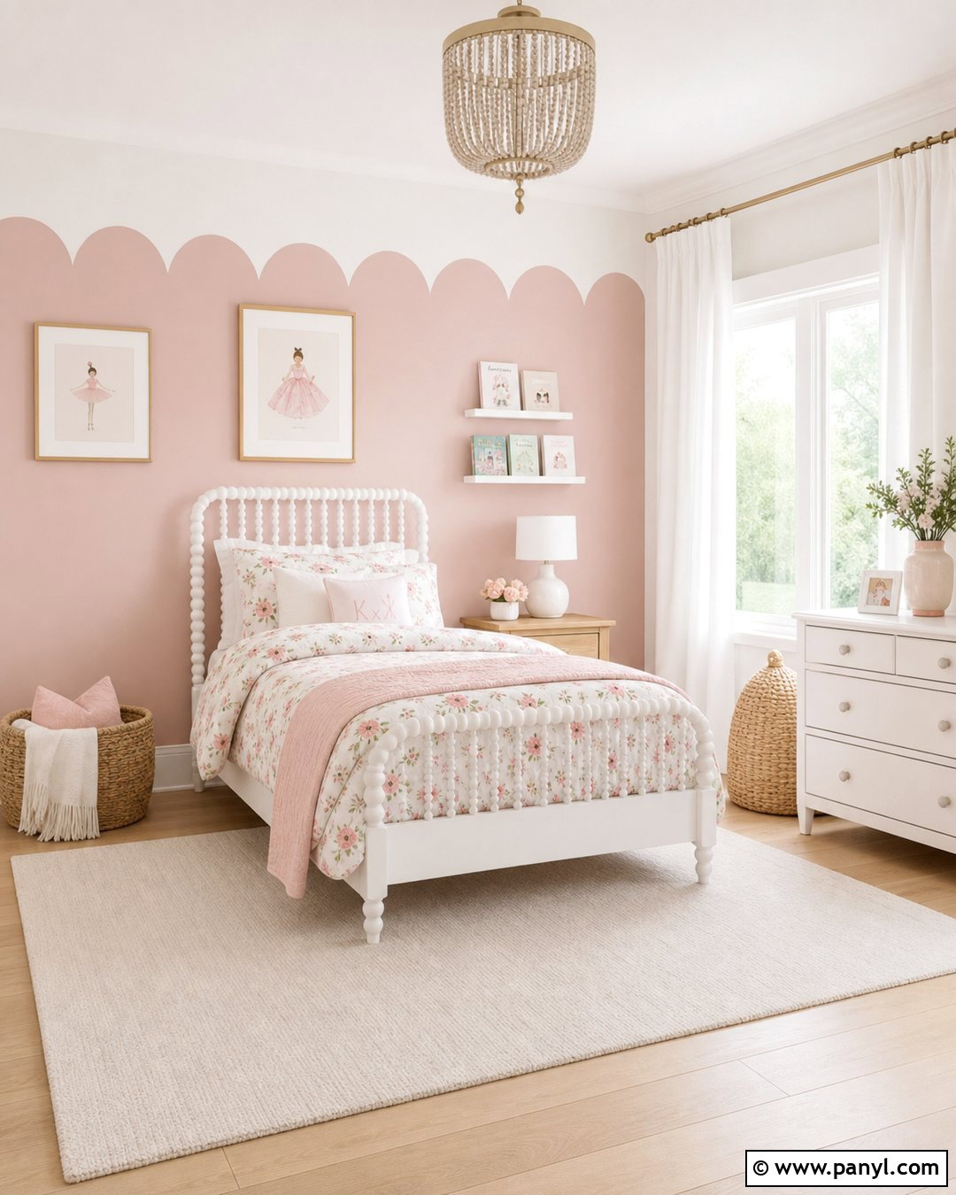 Pink And White Scalloped Wall - 25 Scalloped Painted Wall Girls Room Ideas