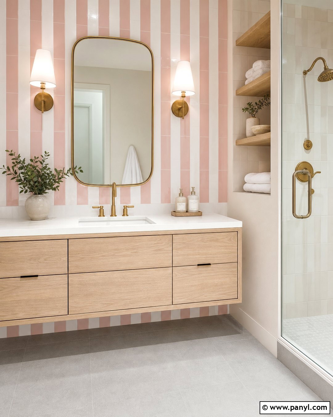 Pink And White Striped Bathroom Tile - 30 Pink And White Striped Walls