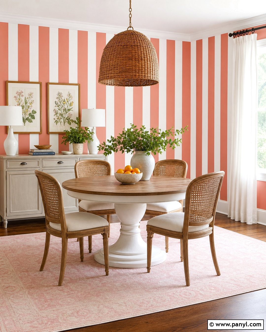 Pink And White Striped Breakfast Room - 30 Pink And White Striped Walls