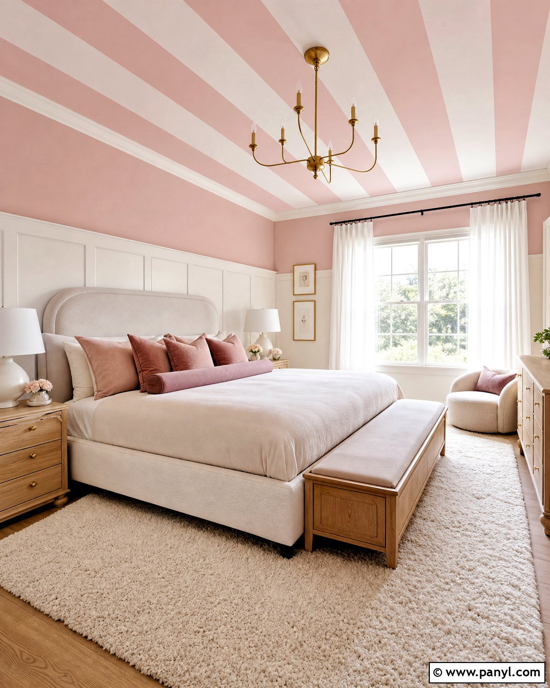 Pink And White Striped Ceiling - 20 striped ceiling ideas