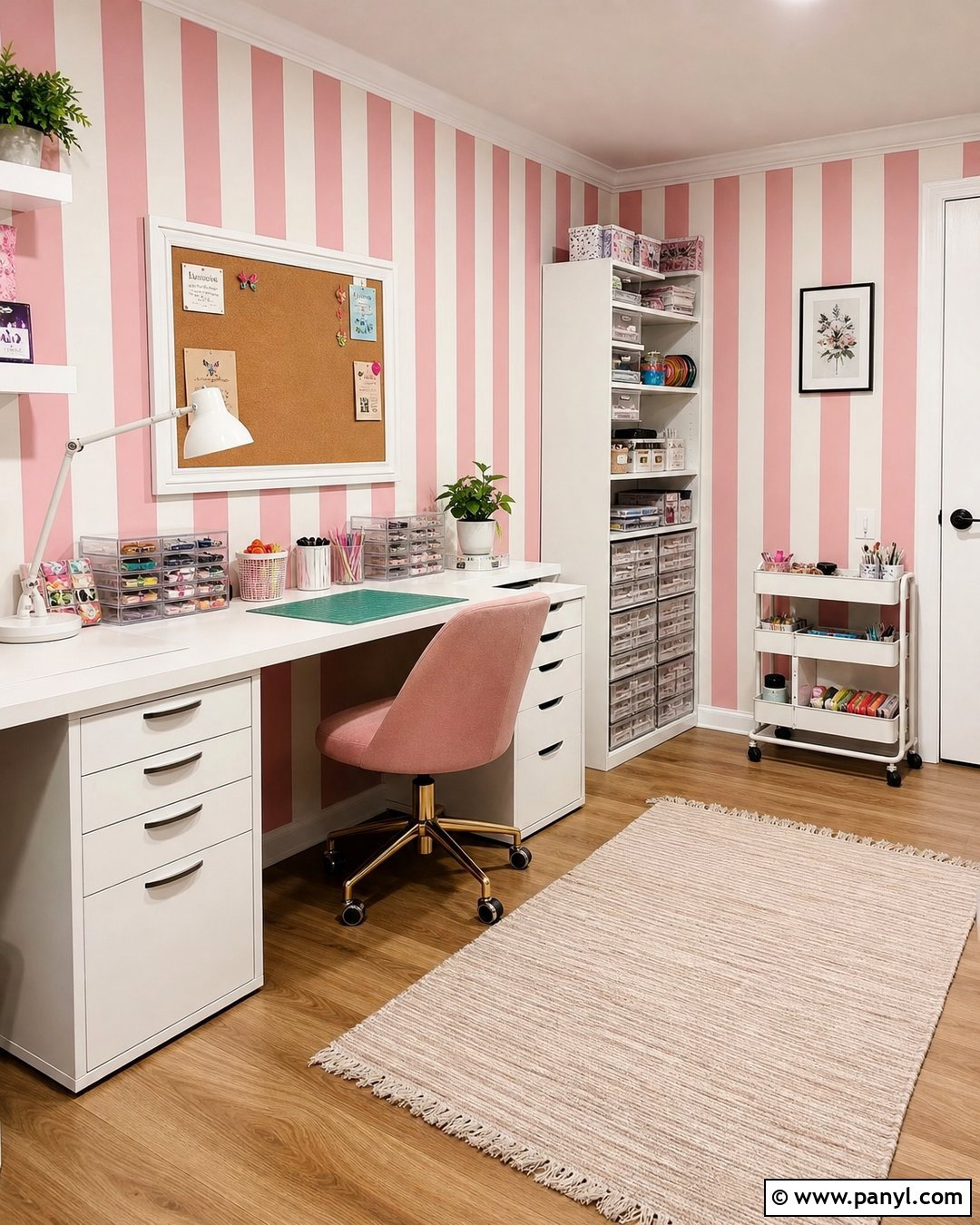 Pink And White Striped Craft Room - 30 Pink And White Striped Walls