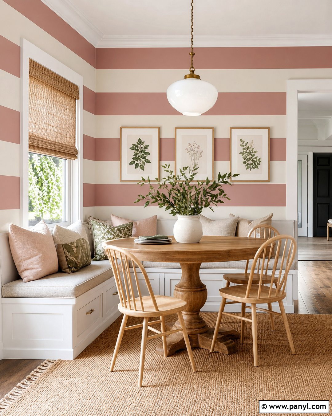 Pink And White Striped Dining Nook - 30 Pink And White Striped Walls