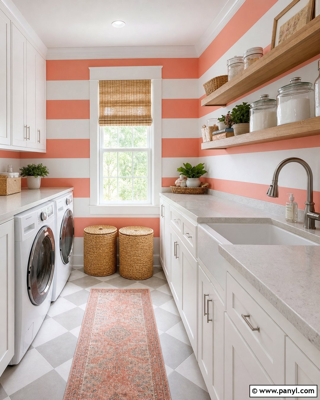 Pink And White Striped Laundry Room - 30 Pink And White Striped Walls