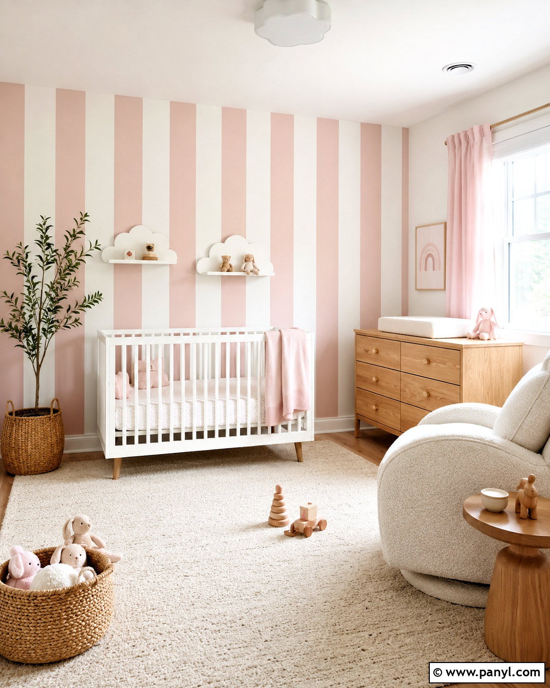 Pink And White Striped Nursery Walls - 20 pink and white walls