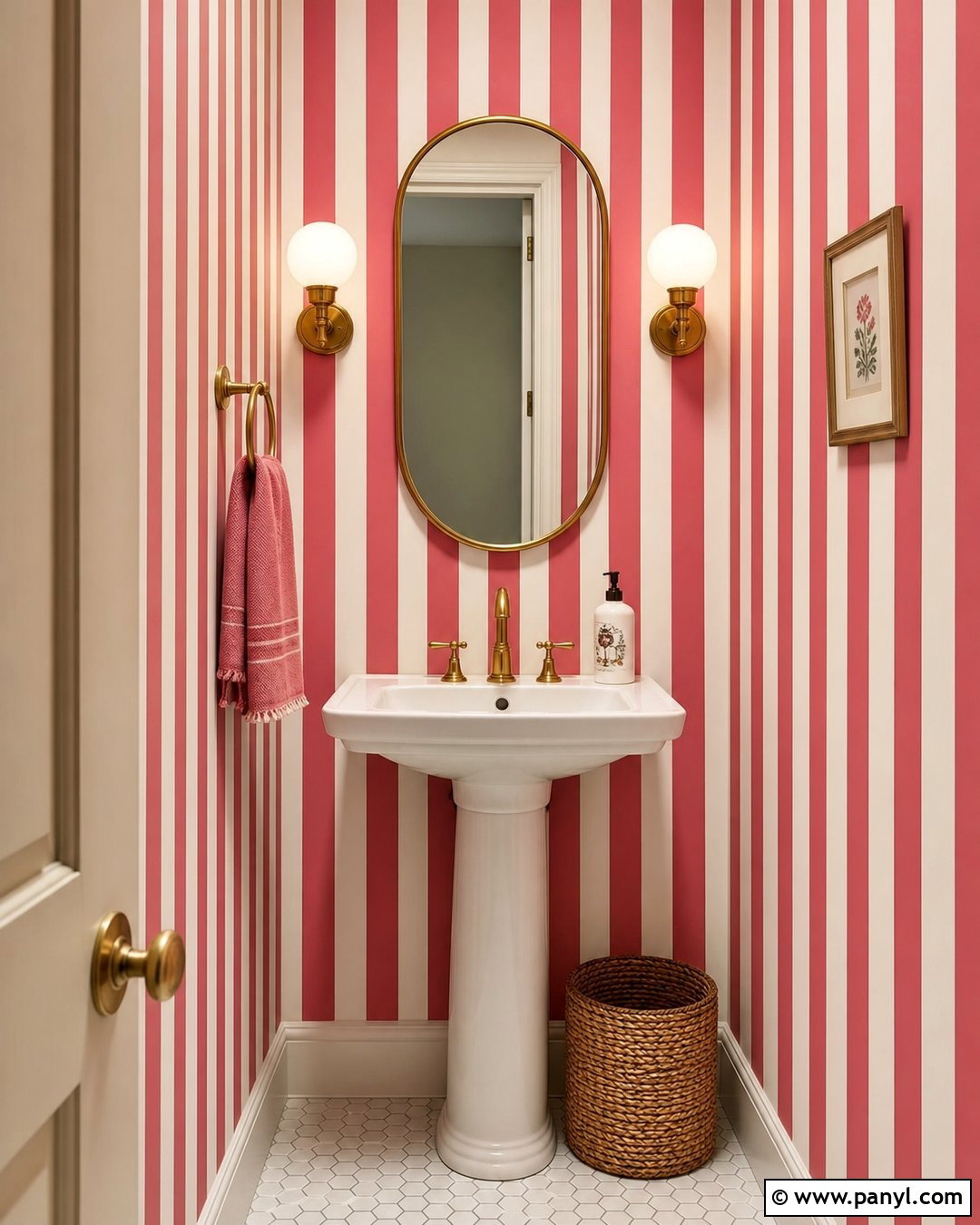 Pink And White Striped Powder Room - 30 Pink And White Striped Walls
