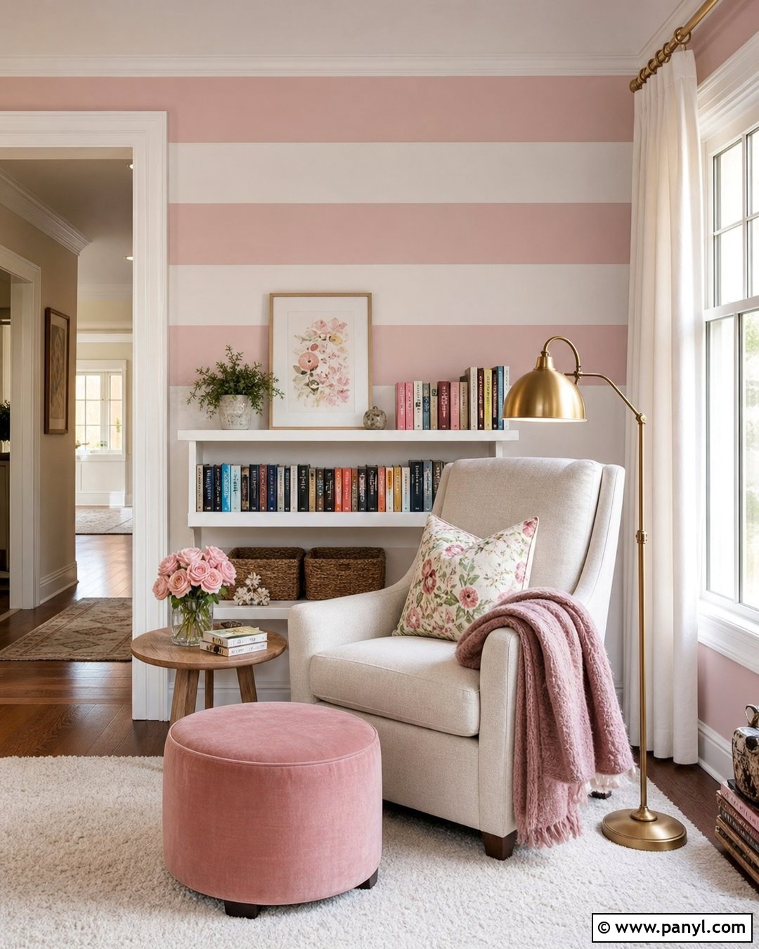 Pink And White Striped Reading Nook - 30 Pink And White Striped Walls