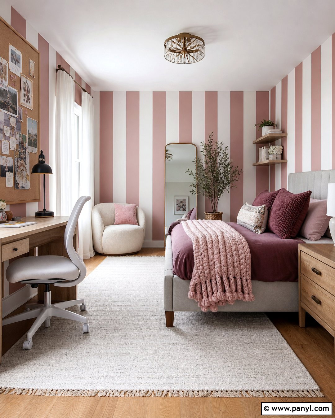 Pink And White Striped Teen Bedroom - 30 Pink And White Striped Walls